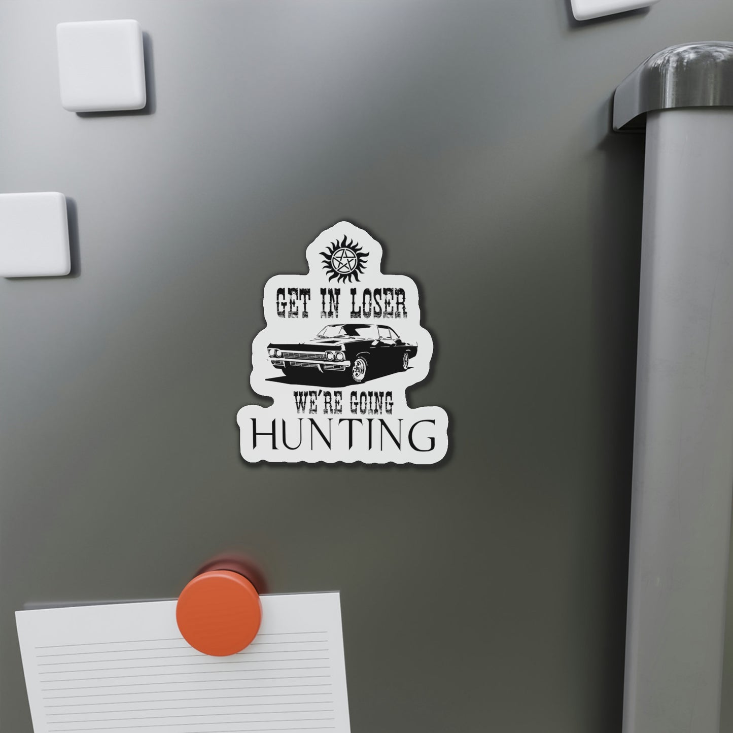 Supernatural Going Hunting Magnet Sticker, Funny Glossy or Matte Sticker, Quote Magnets Sticker, Car Magnet Sticker