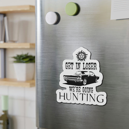 Supernatural Going Hunting Magnet Sticker, Funny Glossy or Matte Sticker, Quote Magnets Sticker, Car Magnet Sticker