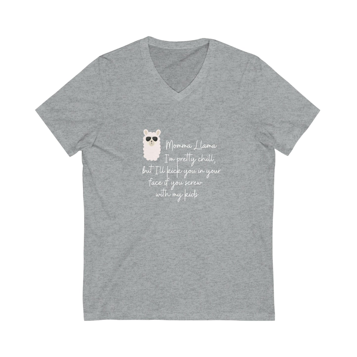 Momma Llama Jersey Short Sleeve V-Neck Tee - Extended sizes - Choice of colors