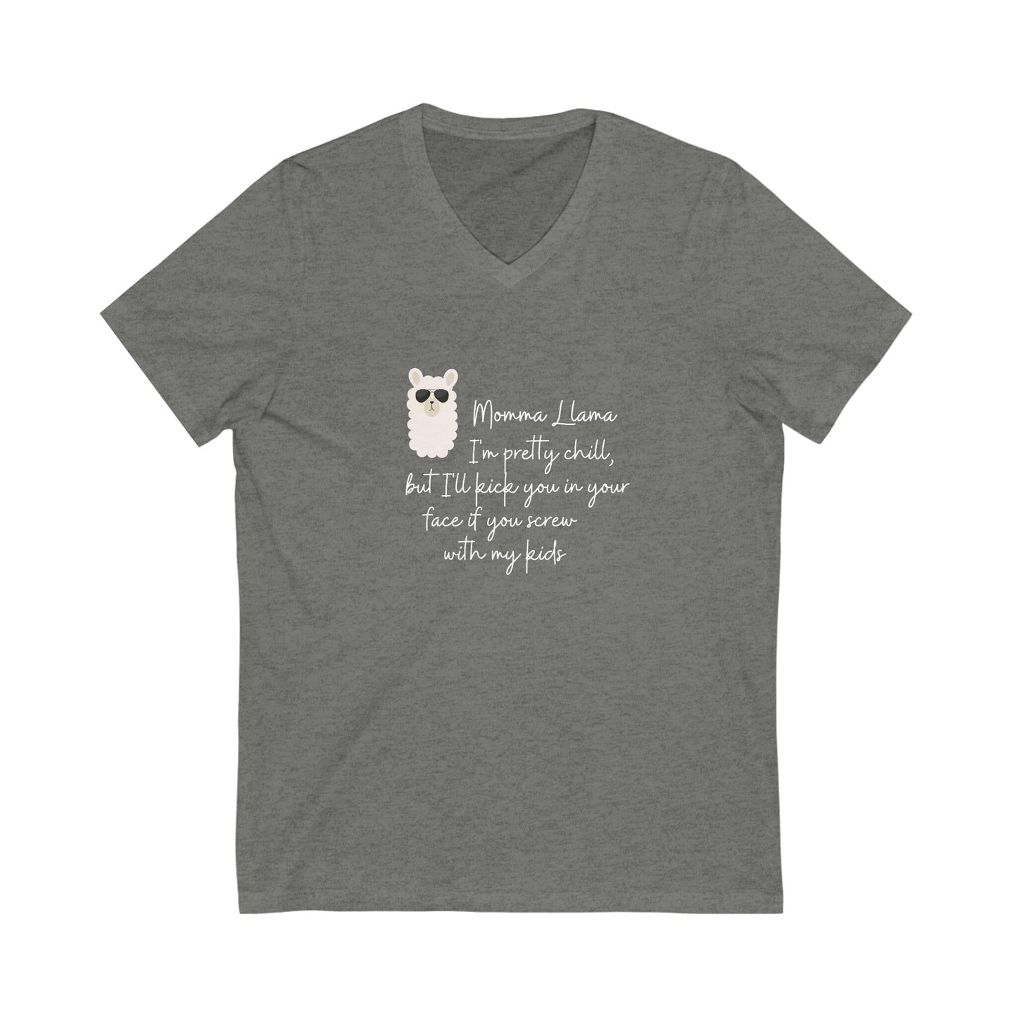 Momma Llama Jersey Short Sleeve V-Neck Tee - Extended sizes - Choice of colors