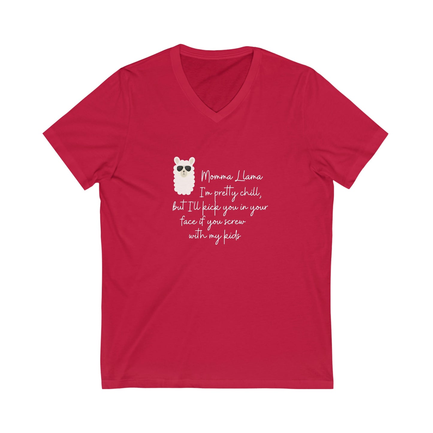 Momma Llama Jersey Short Sleeve V-Neck Tee - Extended sizes - Choice of colors