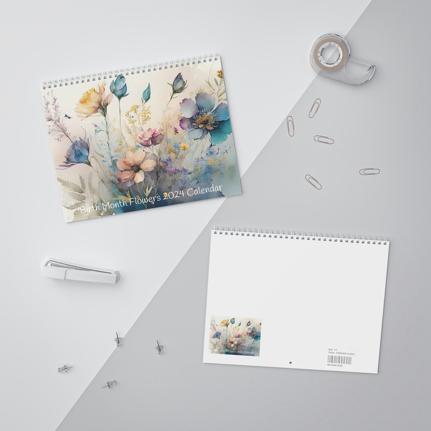 Beautiful Watercolor Birth Month Flowers 2024 Calendar, Mother's Day, Wall Calendar, Teacher Gift