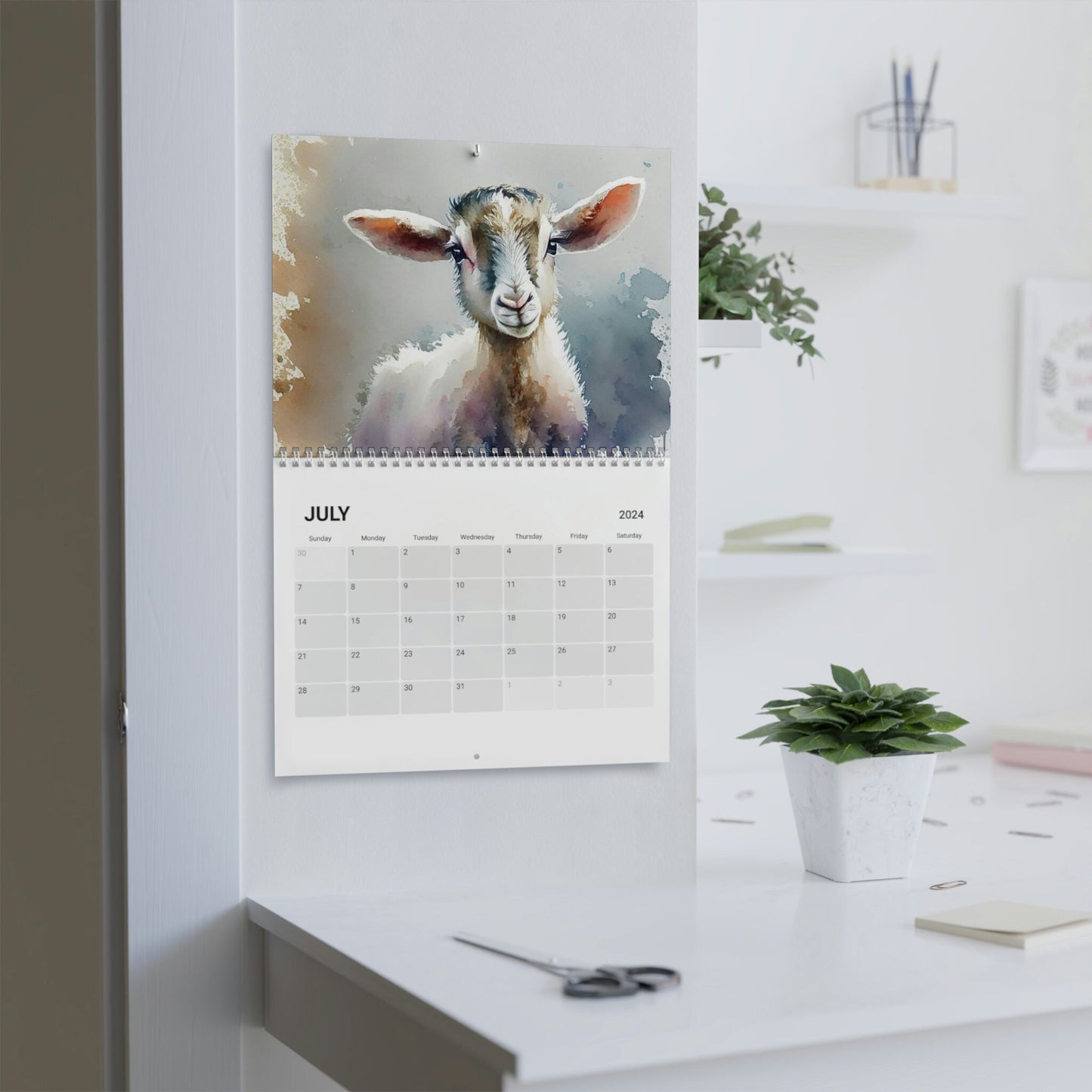 Cute Watercolor Baby Barnyard Animals 2024 Calendar, Mother's Day, Wall Calendar