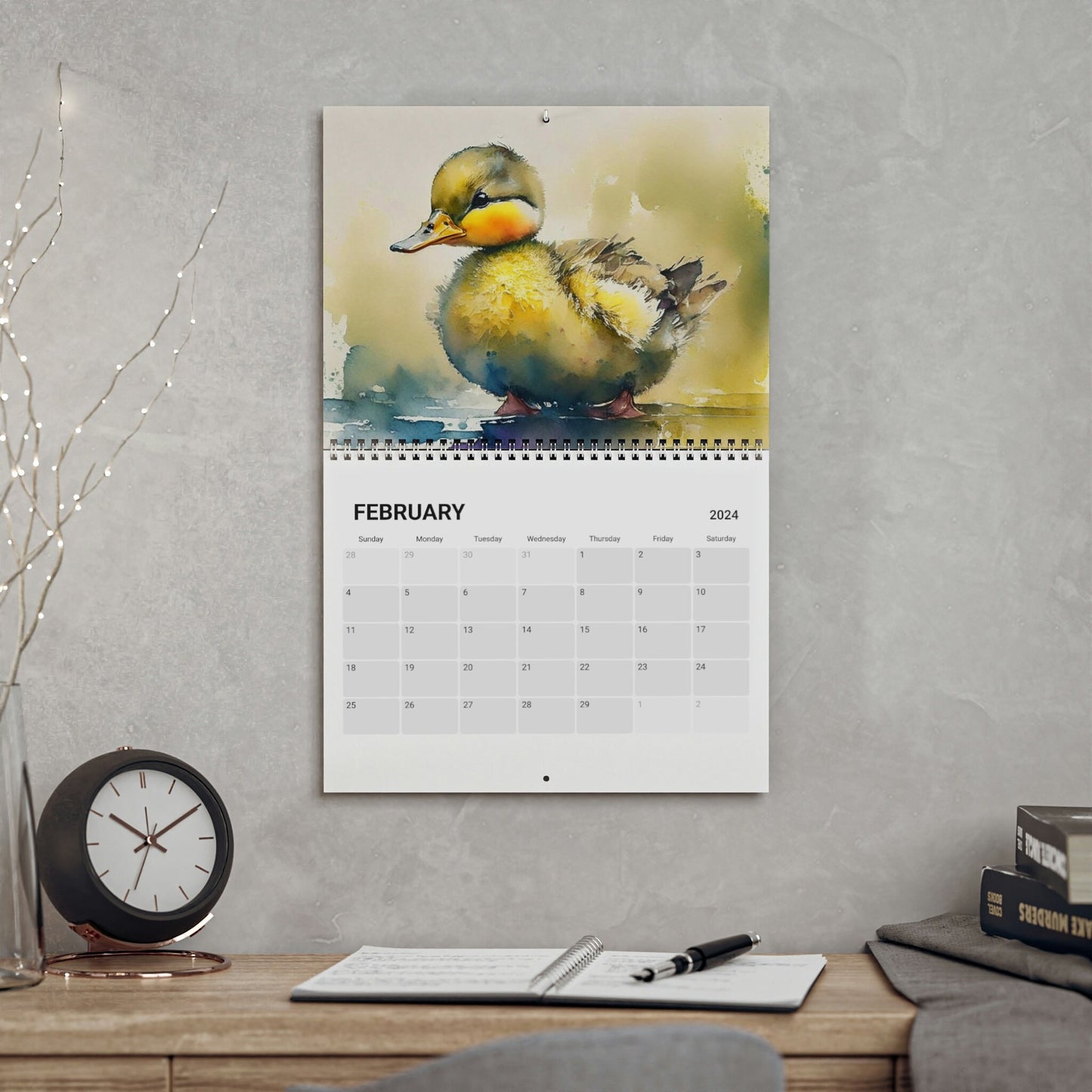 Cute Watercolor Baby Barnyard Animals 2024 Calendar, Mother's Day, Wall Calendar