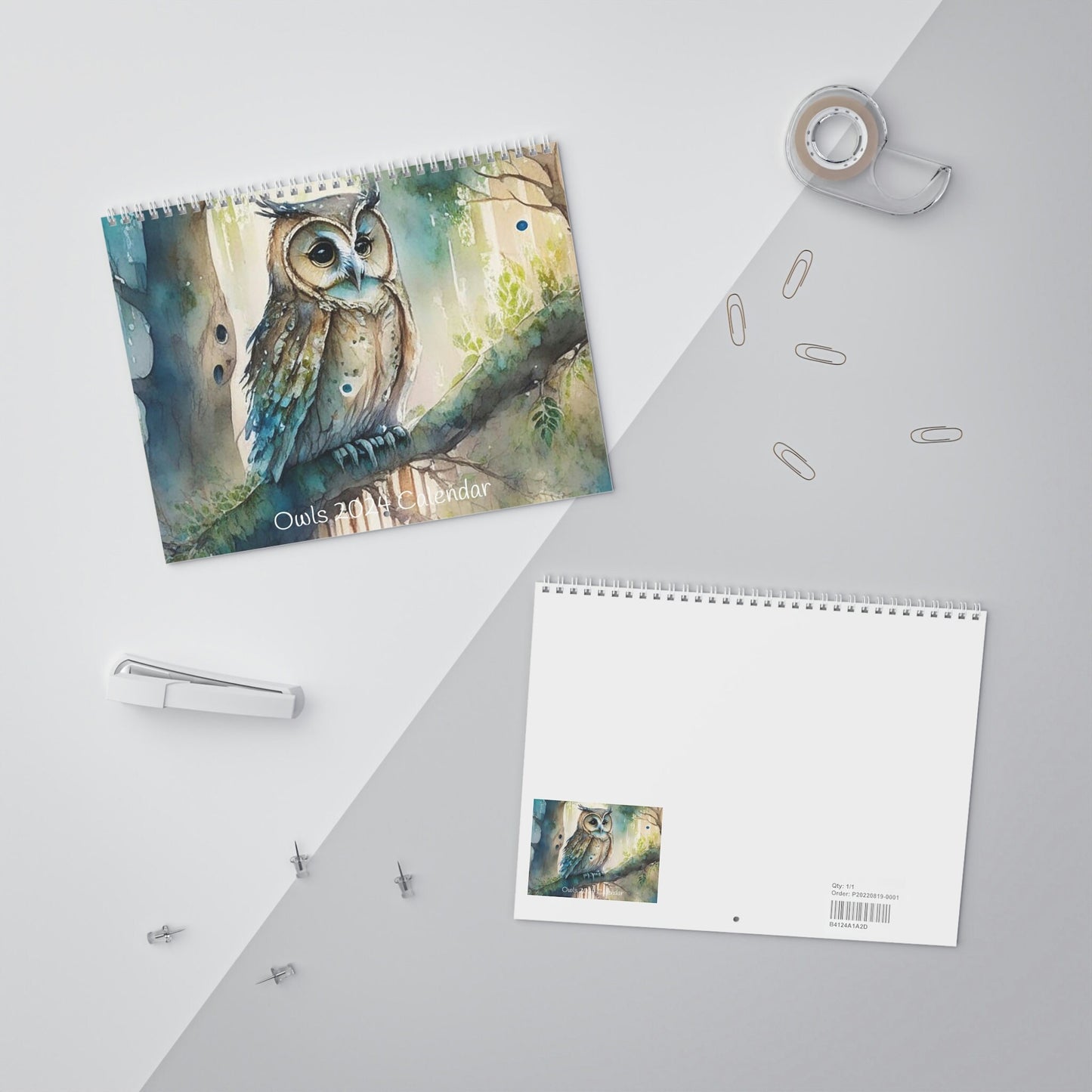 Cute Watercolor Owls 2024 Calendar, Mother's Day, Wall Calendar