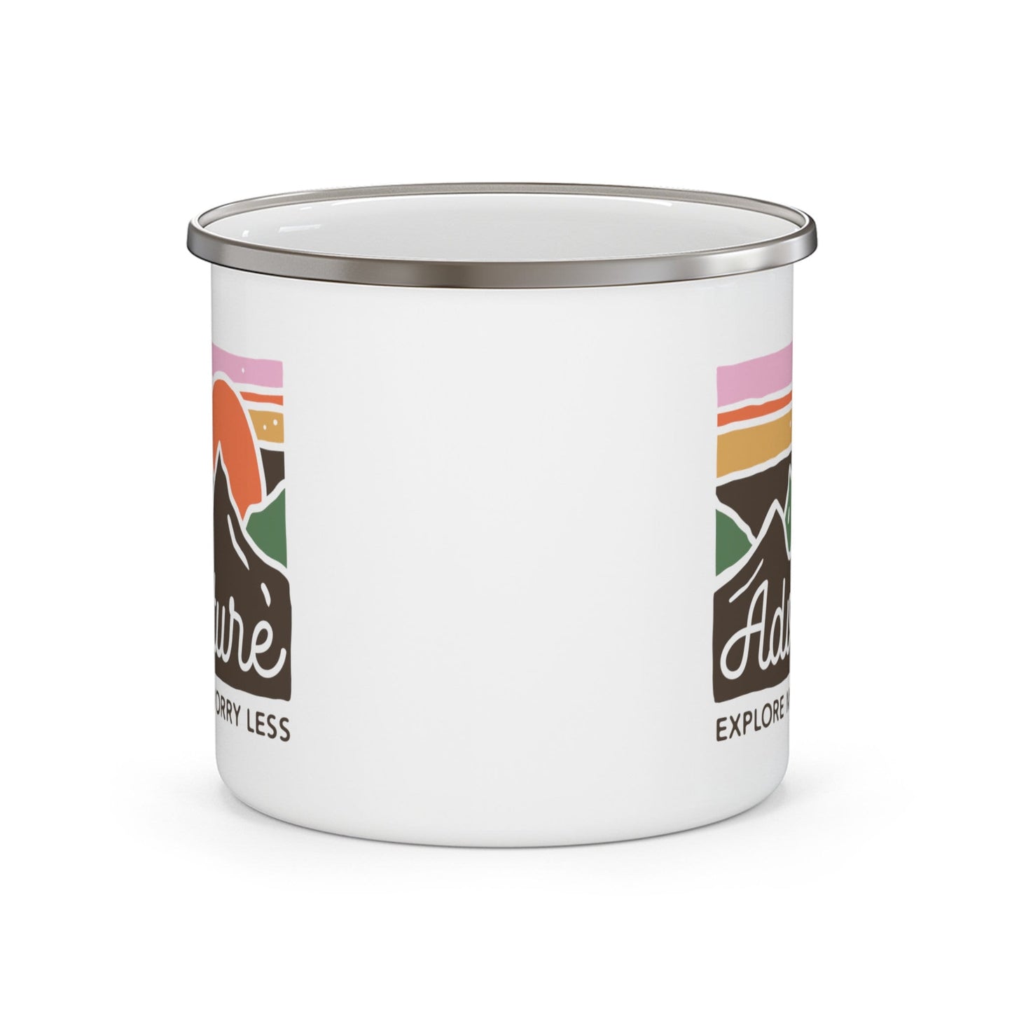 Adventure Explore more, Worry less Enamel Camping Mug, light weight stainless steel 12 oz mug