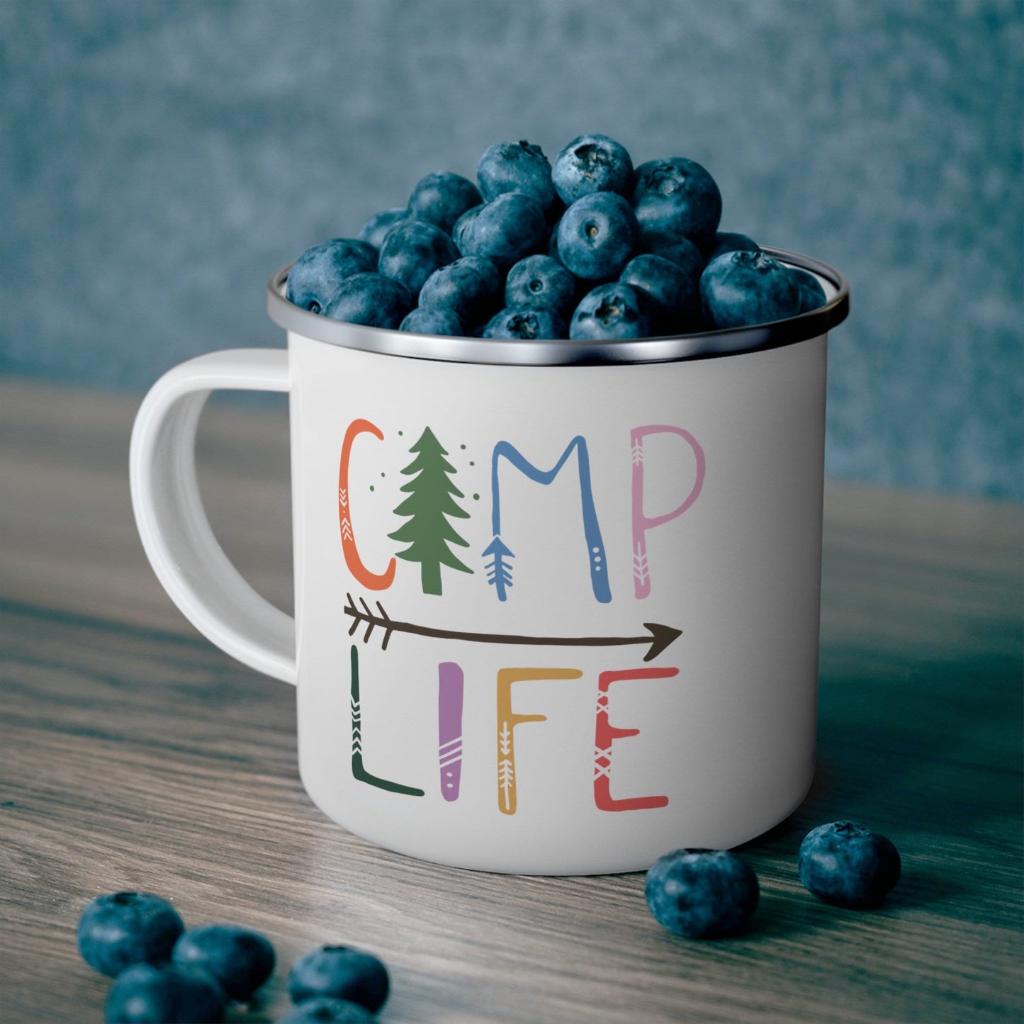 Camp Life Enamel Camping Mug, stainless steel mug, camping gift, hiking mug, nature lover mug