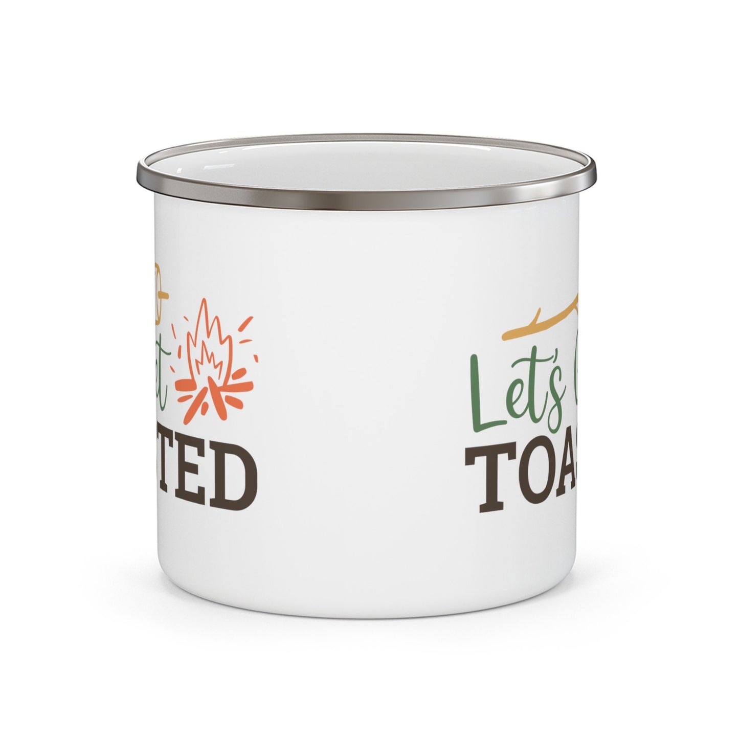 Let's Get Toasted Enamel Camping Mug, 12 oz stainless steel mug, funny camping mug, cute outdoor lovers mug