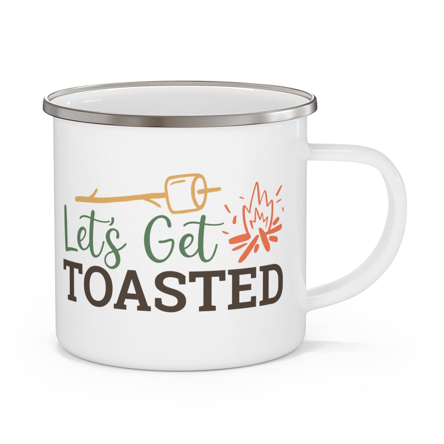 Let's Get Toasted Enamel Camping Mug, 12 oz stainless steel mug, funny camping mug, cute outdoor lovers mug