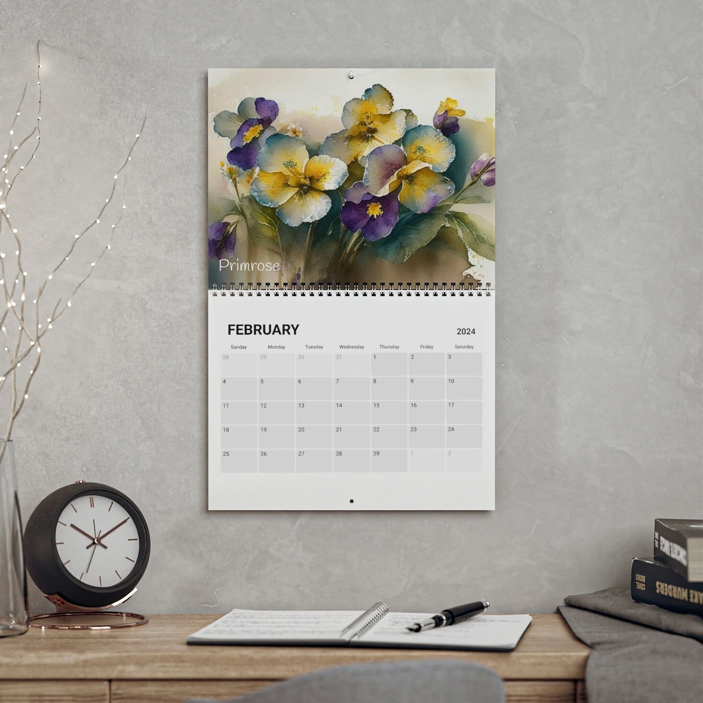 Beautiful Watercolor Birth Month Flowers 2024 Calendar, Mother's Day, Wall Calendar, Teacher Gift