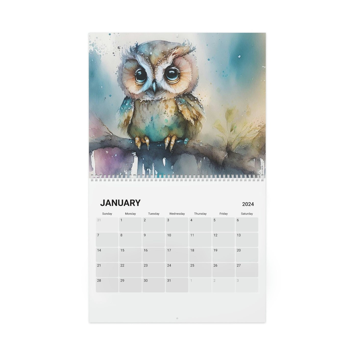 Cute Watercolor Baby Forest Animals 2024 Calendar, Mother's Day, Wall Calendar