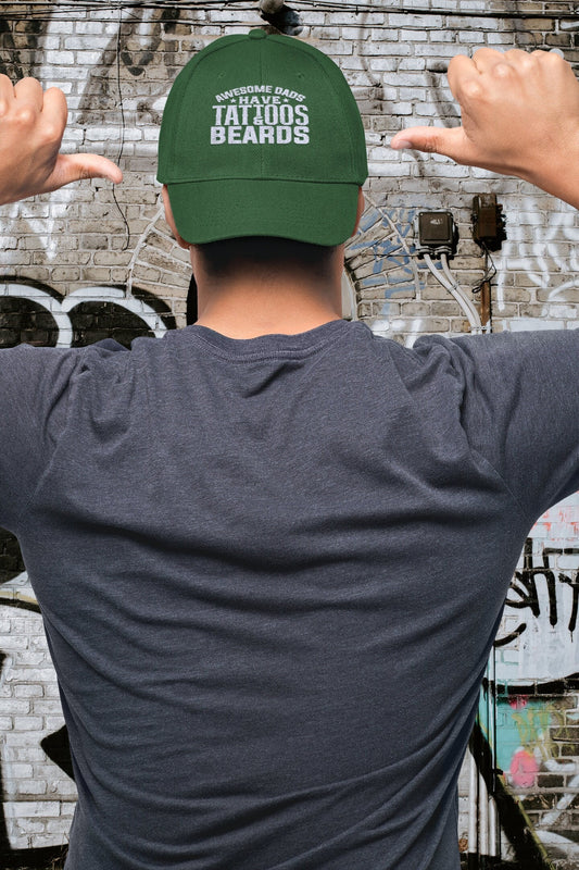 Awesome Dads Embroidered Twill Hat, Tattoos & Beards cap, Gift for him, Father's day gift