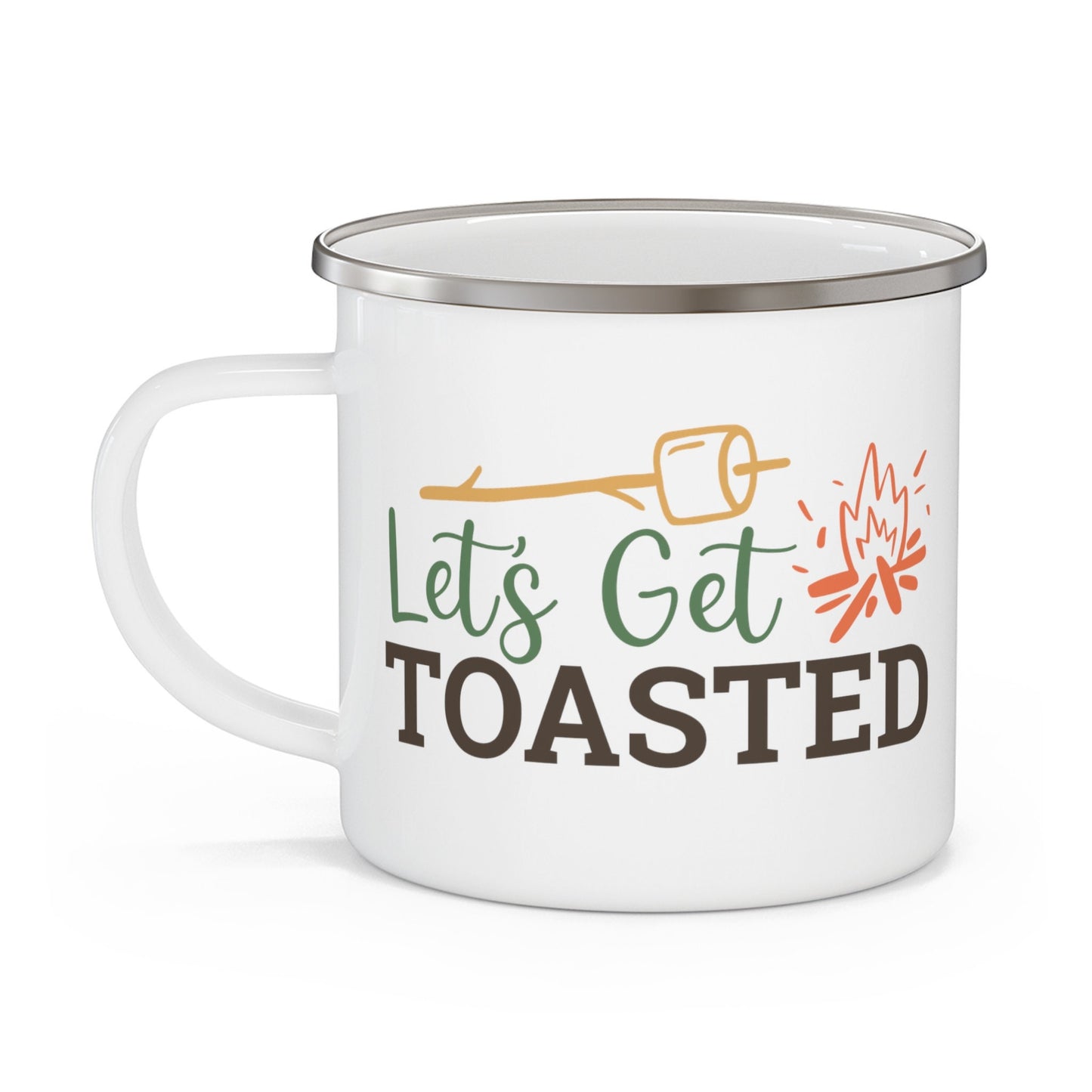 Let's Get Toasted Enamel Camping Mug, 12 oz stainless steel mug, funny camping mug, cute outdoor lovers mug