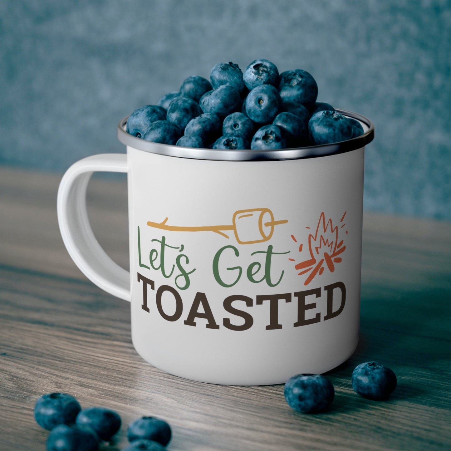 Let's Get Toasted Enamel Camping Mug, 12 oz stainless steel mug, funny camping mug, cute outdoor lovers mug