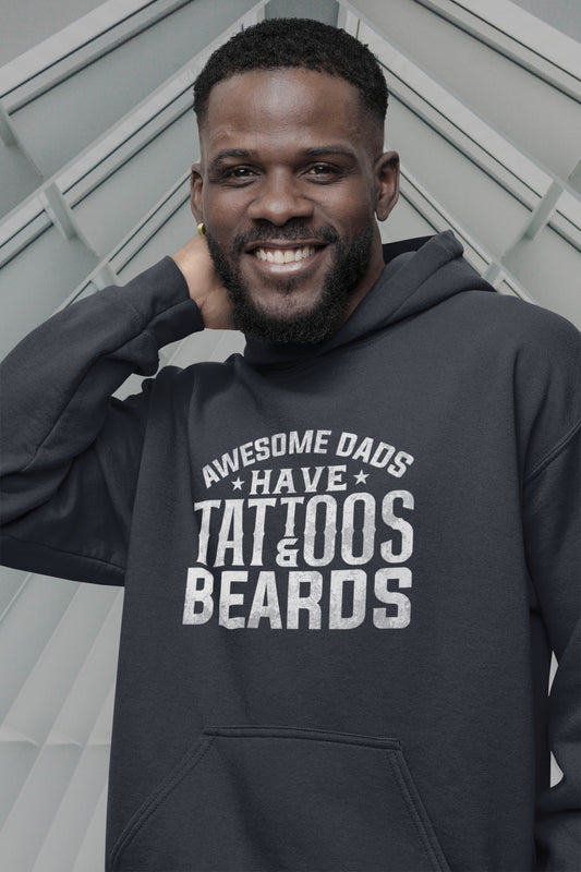 Awesome Dads Hoodie, Beards and Tattoos heavy blend sweatshirt, Father's Day Gift, Celebrating Dad
