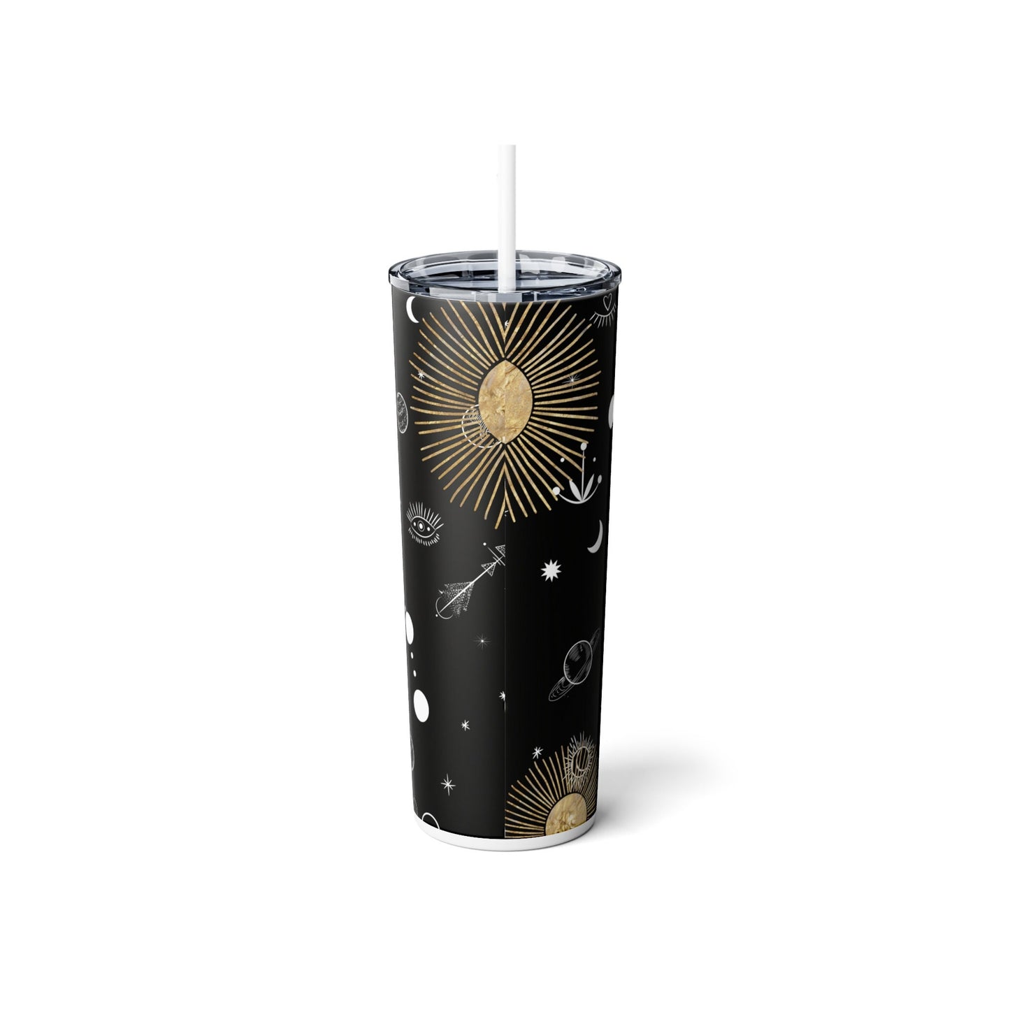 Reusable Space Skinny Tumbler, 20oz with straw, Galaxy design stainless steel, iced coffee tumbler, summer adventure, road trip tumbler