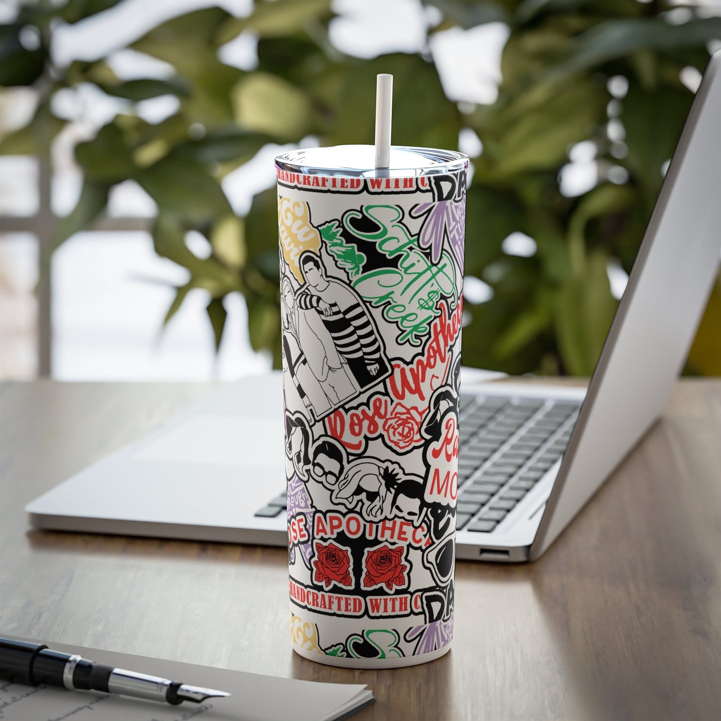 Reusable Schitts Creek sticker graffiti Tumbler, David Rose, Alexis Rose, Ew David, 20oz stainless steel, Gift for him, Gift for her