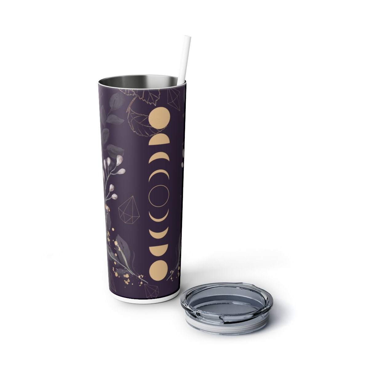 Reusable Moon Phase Tumblers, Astrological Skinny Steel Tumbler with Straw, Summer Moon Tumbler, 20oz Iced Coffee Tumblers, Choice of Design