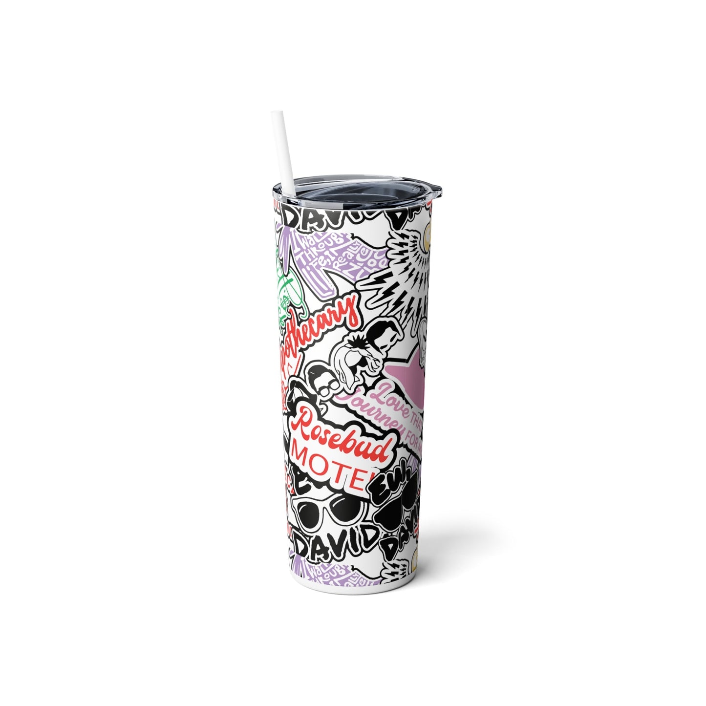 Reusable Schitts Creek sticker graffiti Tumbler, David Rose, Alexis Rose, Ew David, 20oz stainless steel, Gift for him, Gift for her