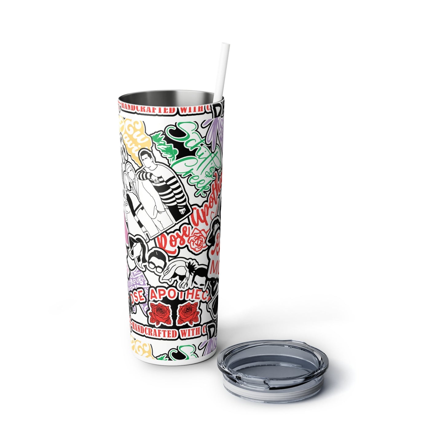 Reusable Schitts Creek sticker graffiti Tumbler, David Rose, Alexis Rose, Ew David, 20oz stainless steel, Gift for him, Gift for her