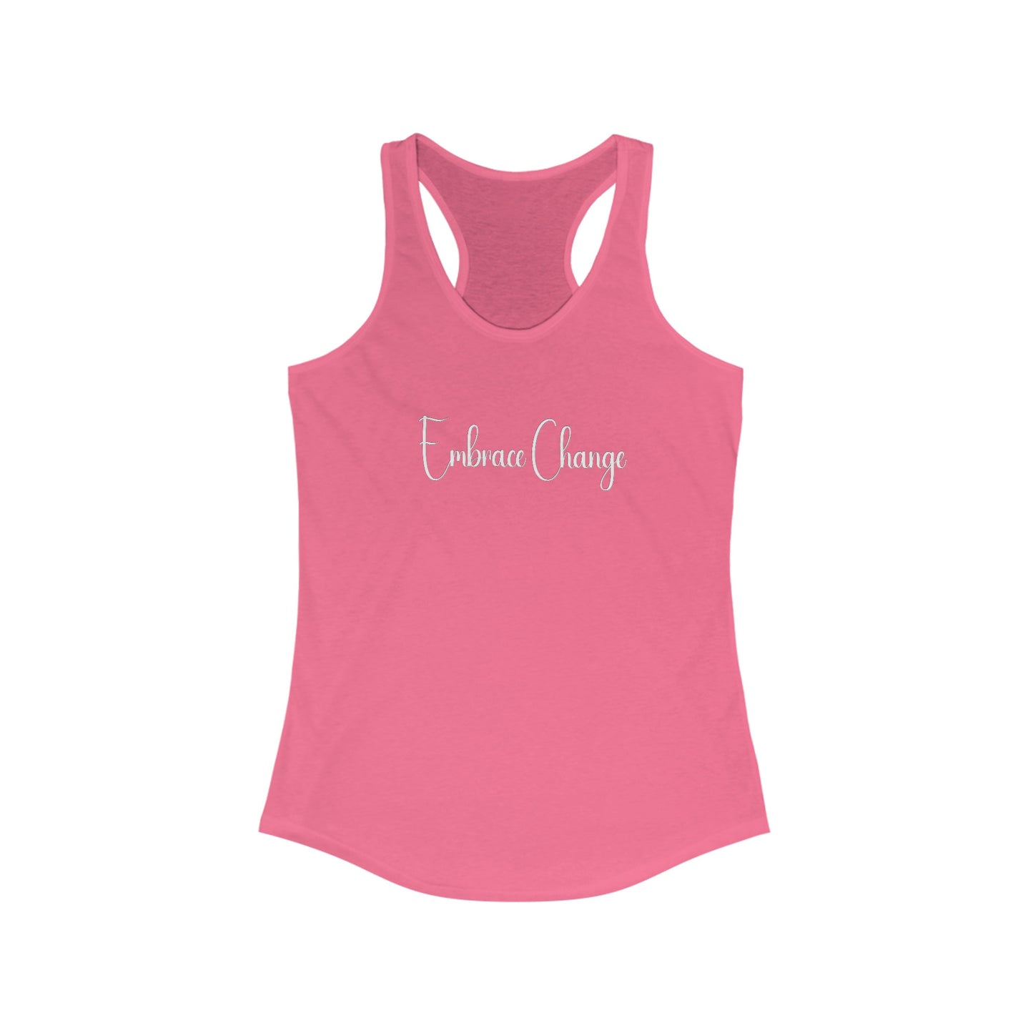 Aesthetic "embrace change" racerback tank, minimalist design, Summer must have, warm weather top, athletic gear, conversation starter