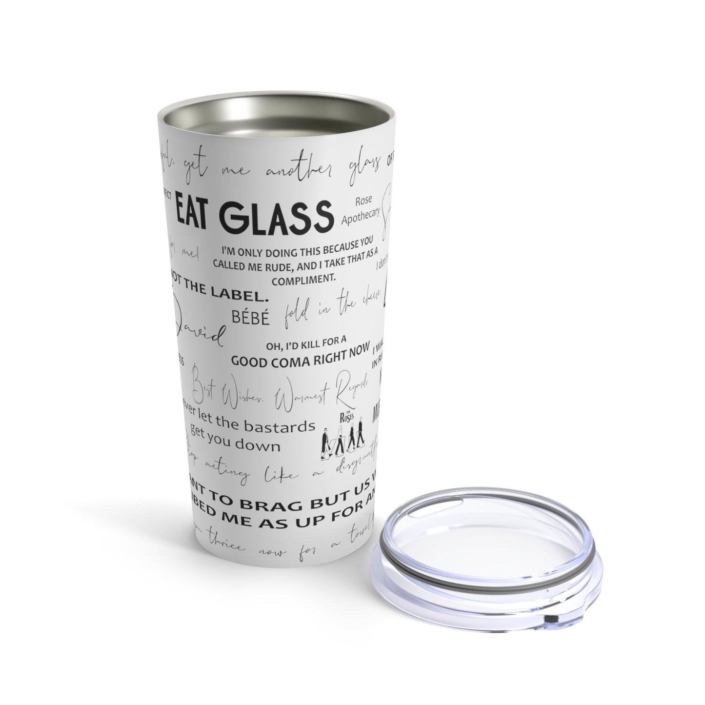 Reusable Schitts Creek Tumbler, David Rose Skinny Steel Tumbler with lid, Schitts Creek Quotes Tumbler, eco friendly tumbler, best seller