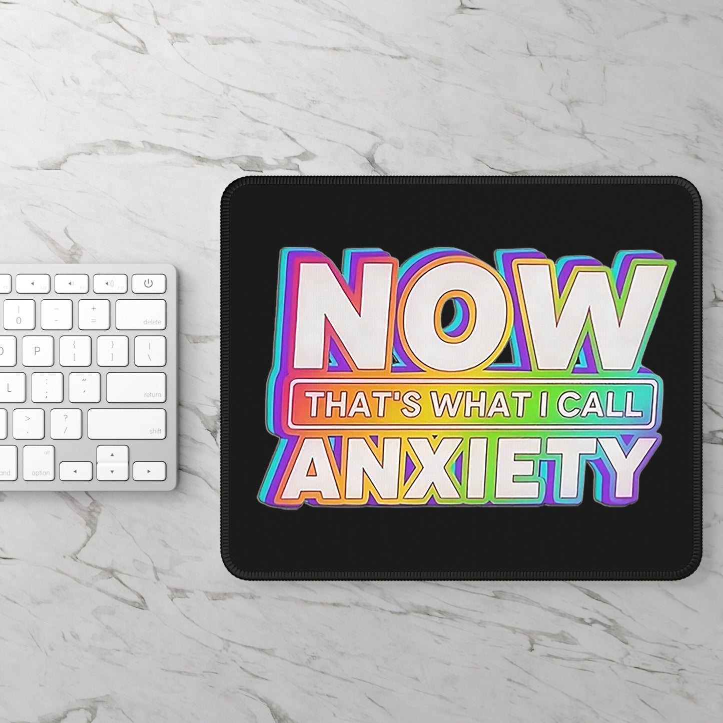 Funny "Now that's what I call Anxiety" mouse pad, retro vibe design, mental health matters, gift for him, gift for her, office gift