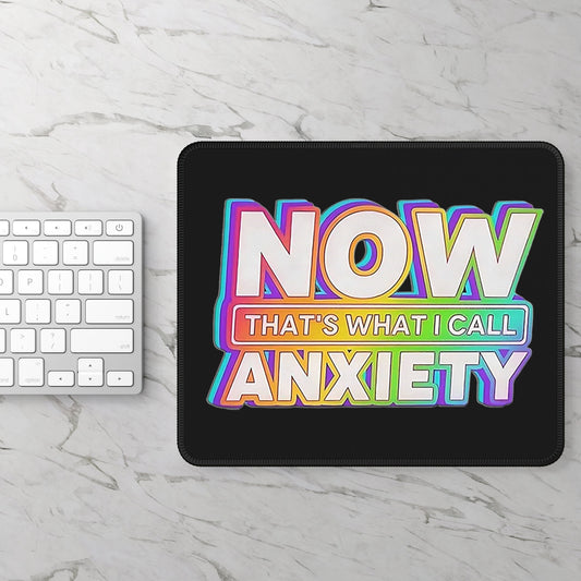 Funny "Now that's what I call Anxiety" mouse pad, retro vibe design, mental health matters, gift for him, gift for her, office gift