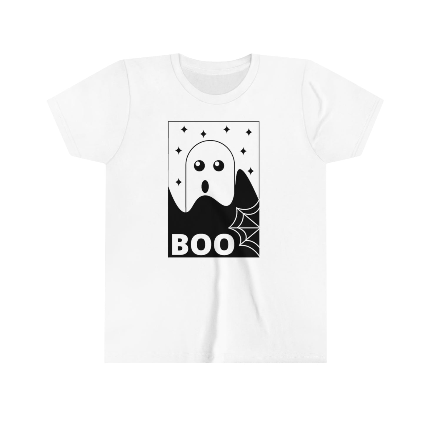 Retro aesthetic "Boo" Youth Halloween Tee, October 31 youth t-shirt, Trick or Treat Tshirt for boys and girls, Halloween  costume accessory