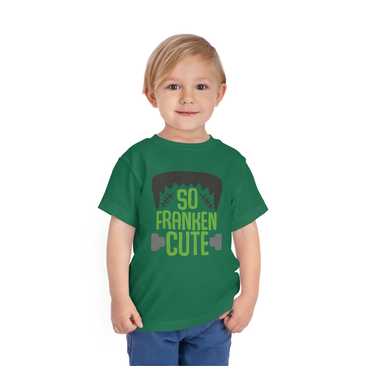 Adorable "So Franken Cute" toddler tee, Halloween costume for toddler boys and girls, October 31st, Fall toddler t-shirt, cute monster tee