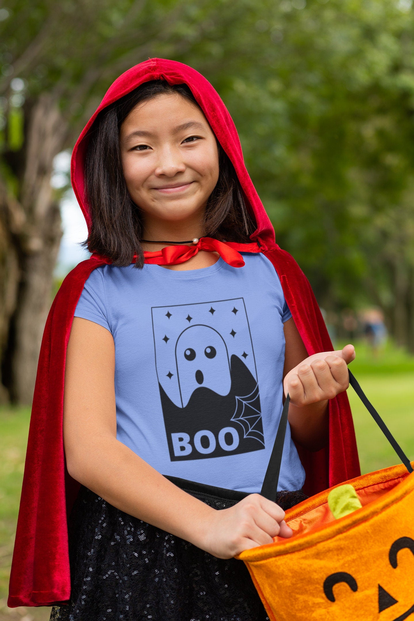 Retro aesthetic "Boo" Youth Halloween Tee, October 31 youth t-shirt, Trick or Treat Tshirt for boys and girls, Halloween  costume accessory