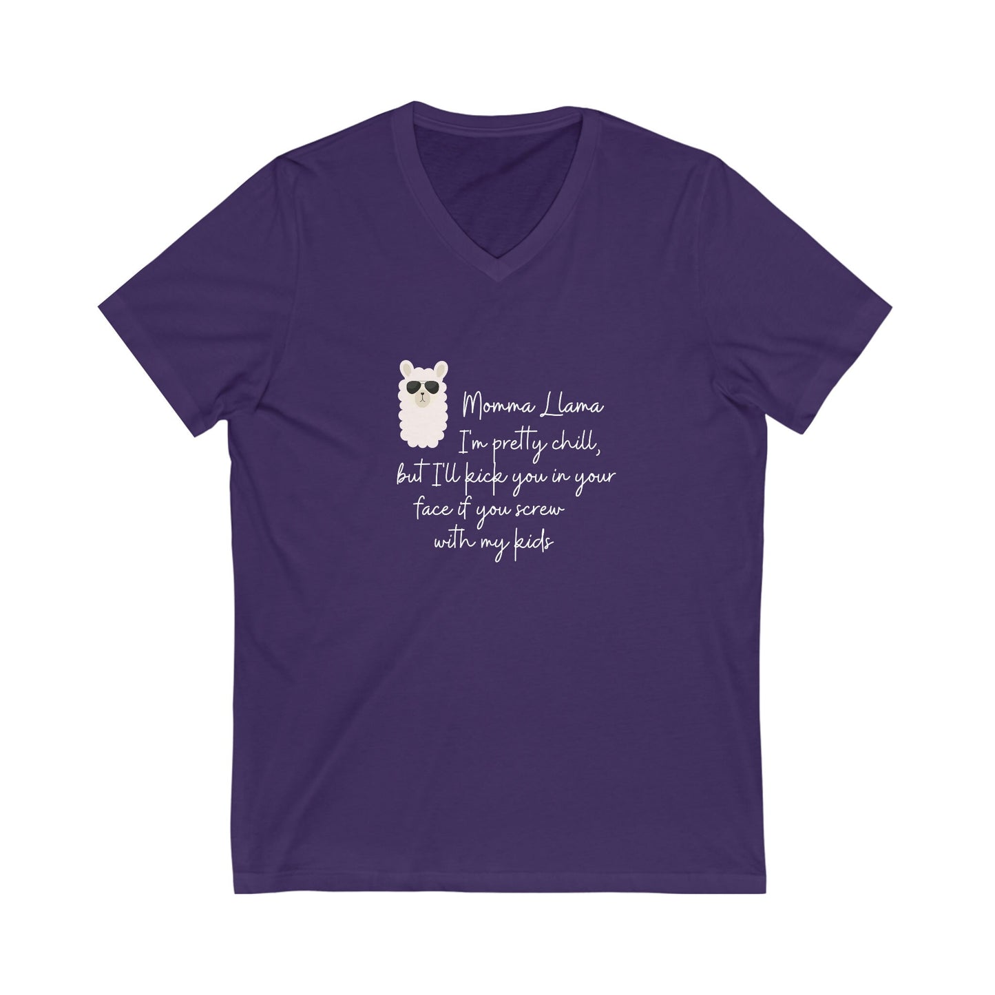 Momma Llama Jersey Short Sleeve V-Neck Tee - Extended sizes - Choice of colors