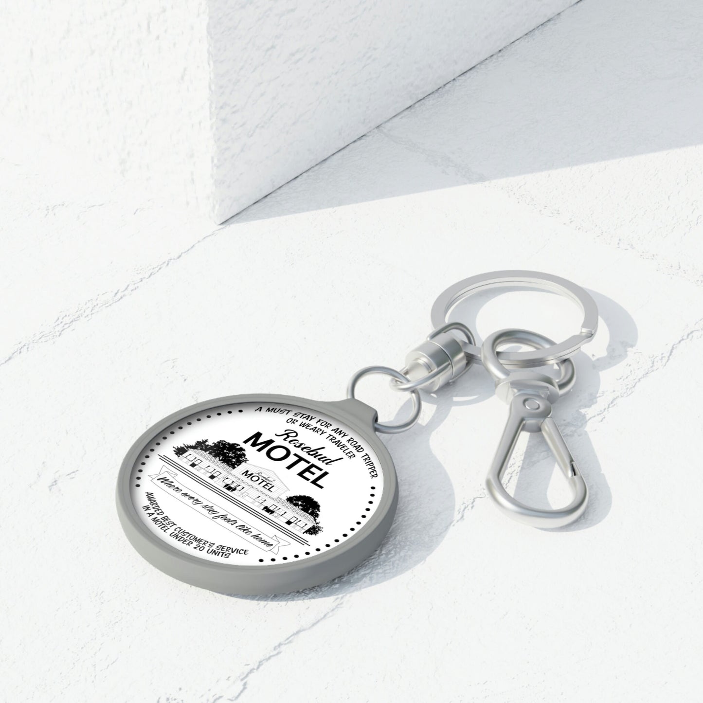 Rosebud Motel Keychain, Cute Schitts Creek Round Keyring