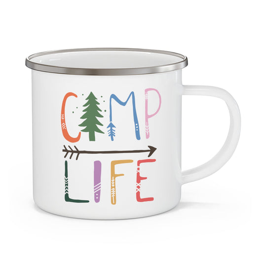 Camp Life Enamel Camping Mug, stainless steel mug, camping gift, hiking mug, nature lover mug