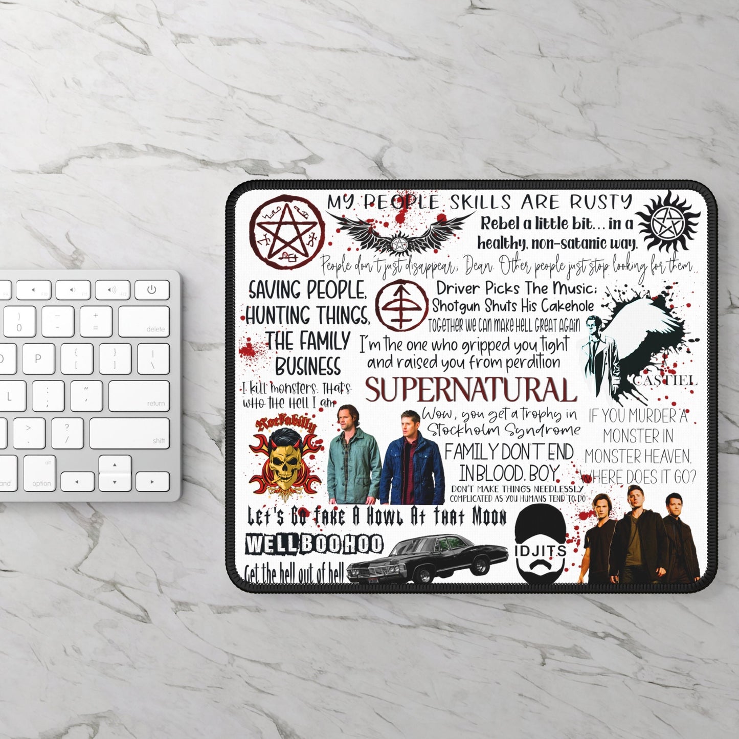 Cute Supernatural Mouse Pads, Quotes from Supernatural, Cartoon Sam and Dean, Castiel, Supernatural Merchandise, Gift for him, Gift for her
