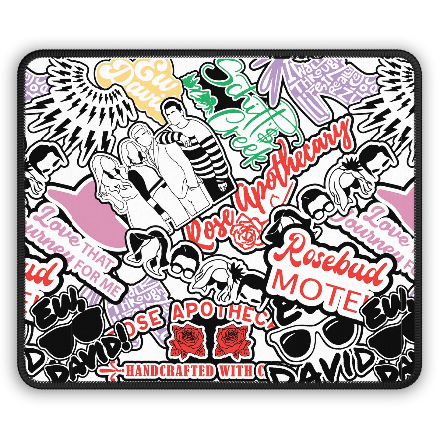 Cute Schitts Creek graffiti inspired Mouse Pad, David Rose, Alexis Rose, Ew David, Love that Journey for Me, Gift for him, Gift for her,